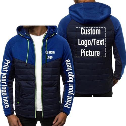 Tuboshu Benutzerdefinierte Hoodie für Männer Entwerfen Sie Ihre Eigene Jacke Fügen Sie Logo Foto Text Personalisierte Reißverschluss Sweatshirt Frühling Herbst Winter Mantel color6,L von Tuboshu