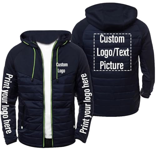 Tuboshu Benutzerdefinierte Hoodie für Männer Entwerfen Sie Ihre Eigene Jacke Fügen Sie Logo Foto Text Personalisierte Reißverschluss Sweatshirt Frühling Herbst Winter Mantel color7,XL von Tuboshu