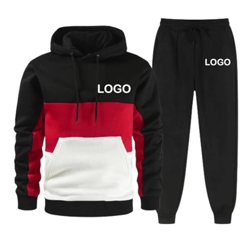 Tuboshu Benutzerdefinierte Hoodies Jogginghosen Ihr Eigenes Design Text/Bild/Logo Trainingsanzug-Set Personalisiertes Herren Freizeitpullover Sweatshirt und Jogginghose Color3,L von Tuboshu