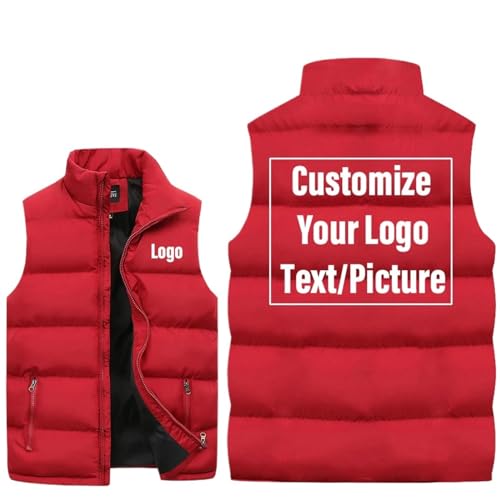 Tuboshu Benutzerdefinierte Logo Weste Personalisierte Männer Reißverschluss Warme Weste Frühling Herbst Winter Ärmellose Jacken Mantel Freizeitkleidung Red,XXL Tuboshu Benutzerdefinierte Logo Weste Personalisierte Männer Reißverschluss Warme Weste Frühling Herbst Winter Ärmellose Jacken Mantel Freizeitkleidung Red,XXL von Tuboshu