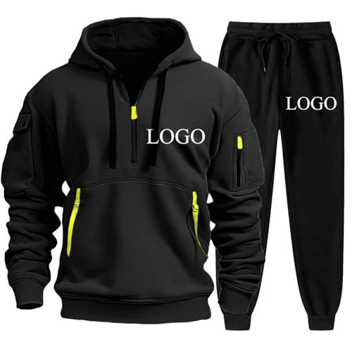 Tuboshu Benutzerdefinierter Logo Pullover Hoodie und Jogginghose Herren Trainingsanzug Jogginganzüge Personalisiertes Sweatshirt und Hosen 2-teiliges Set Color1,XL von Tuboshu