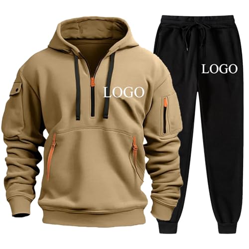 Tuboshu Benutzerdefinierter Logo Pullover Hoodie und Jogginghose Herren Trainingsanzug Jogginganzüge Personalisiertes Sweatshirt und Hosen 2-teiliges Set Color3,XL von Tuboshu