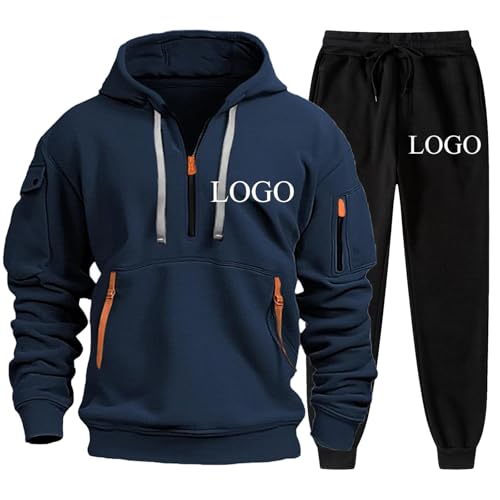 Tuboshu Benutzerdefinierter Logo Pullover Hoodie und Jogginghose Herren Trainingsanzug Jogginganzüge Personalisiertes Sweatshirt und Hosen 2-teiliges Set Color4,XL von Tuboshu
