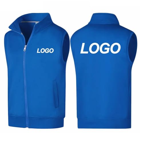 Tuboshu Weste mit Individuellem Firmenlogo Personalisierbar Drucken Sie Ihr Eigenes Bild/Text Warme Fleecejacke für Herren und Damen Frühling Herbst Modisch Lässig Weste Hole Blue,4XL von Tuboshu