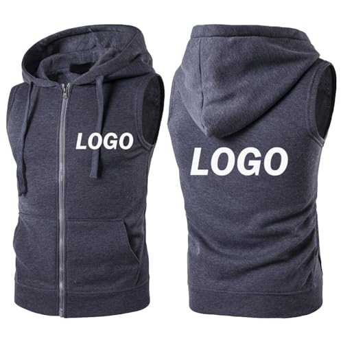 Tuboshu Weste mit Individuellem Logo Personalisierbar Drucken Sie Ihr Eigenes Bild/Text Reißverschluss Mantel Frühlings Mode Lässige Weste Top für Männer und Frauen Color3,XL von Tuboshu