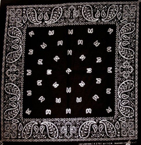 Tuch Paisleymuster Schwarz Kopftuch Bandana Halstuch Biker Sport Nickituch Kopfbedeckung ca. 51 x 51 cm Einseitig bedruckt von Tuch