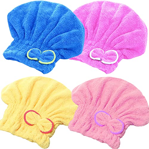 Tucireat Haartrockentuch 4 Stück Duschhaube Handtuch Duschkappe Haarturban Duschhauben Turban Handtuch Haarhandtuch Mikrofaser Handtuch Badehaube Kopfhandtuch Handtuch Haar Schnell Trocken Hair Towel von Tucireat