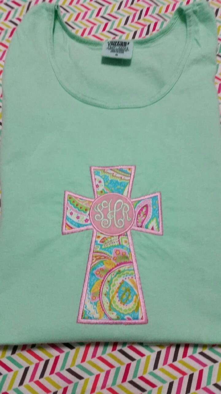 Damen Applique Monokel Kreuz Komfort Farben Tank Damen Applique Monokel Kreuz Komfort Farben Tank von TuckersTinyThreads