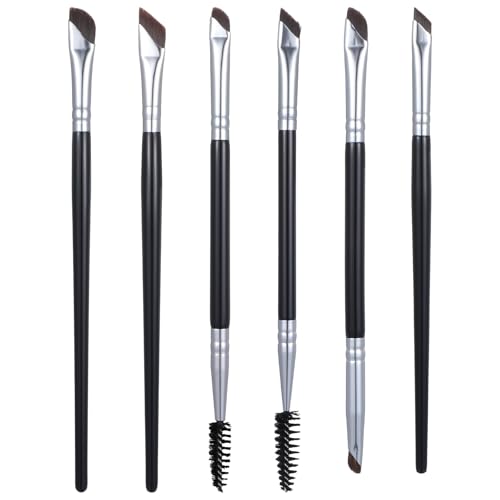 6 Stück Abgewinkelter Augenbrauen Bürste, Doppelseitige Eyeliner Pinsel Set, Ultra Dünne Präzisions Augenpinsel, Flache Fein Abgewinkelt Ultradünn Augenpinsel von Tucnoeu