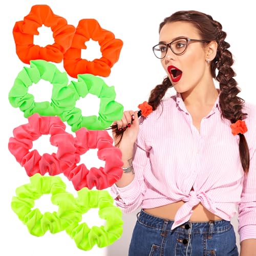 8 Stück Neon Haargummi 80er-Jahre Neon Accessoires Elastische Haarbänder Haargummi für Frauen Mädchen Rollenspiel Halloween-Party Karneval Nationalfeiertag von Tucnoeu