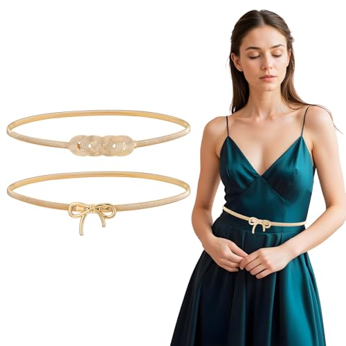 Tucnoeu, 2pcs Gürtel Gold, Dünner Goldener Gürtel, Taillengürtel Gold, Metallgürtel Damen Tucnoeu, 2pcs Gürtel Gold, Dünner Goldener Gürtel, Taillengürtel Gold, Metallgürtel Damen von Tucnoeu