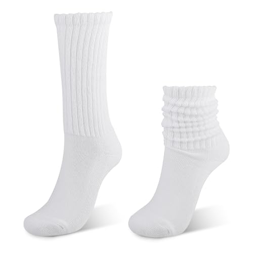 Tucnoeu 1 Paar Damen-Kniestrümpfe Gestapelte Socken Lang, Slouch Socken Damen, Polyester Stulpen Beinwärmer Einheitsgröße (Weiß) von Tucnoeu