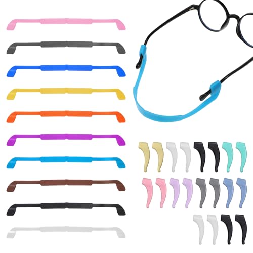 Tucnoeu 10 Stück Brillenband Sport Kinder Silikon Brillenband Kinder Flexibel Brillenbänder mit 10 Paar Anti-Rutsch-Brillen-Halterung von Tucnoeu