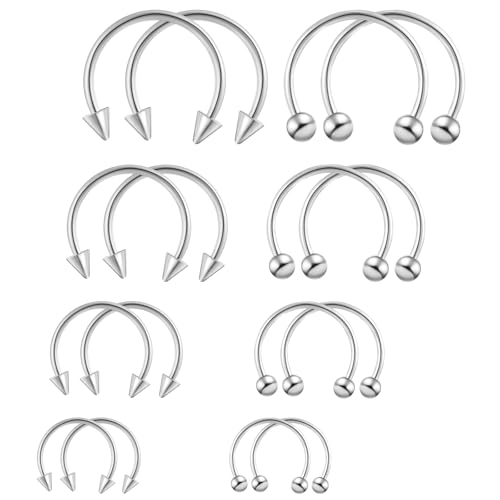 Tucnoeu 16 Stück Septum Ring Piercing Septum Hufeisen Piercing Edelstahl Piercing Lippe Septum Clip für Männer und Frauen(Silber) von Tucnoeu