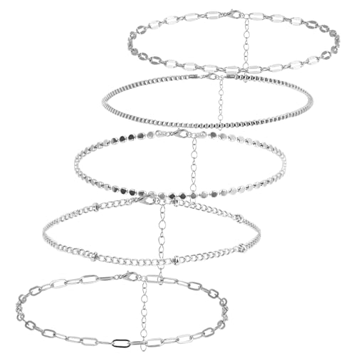 Tucnoeu 5 Stück Armband Silber Stapelbare Armbänder Damen Set Verstellbare mehrlagige Armband Damen Silber für Frauen von Tucnoeu