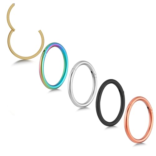 Tucnoeu 5pcs Nasenring Edelstahl Nasenpiercing Ring 18G Nostril Piercing Ring Nose Ring für Damen und Herren 5 Farbe von Tucnoeu