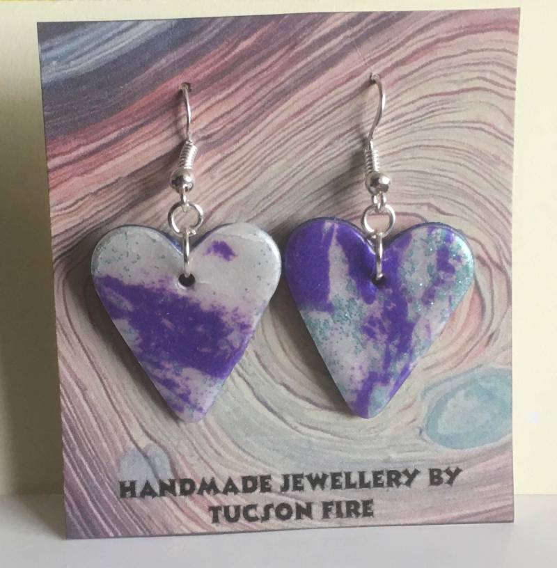 Handgemachte Mokume Gane Ohrringe Aus Fimo - Herzen Handgemachte Mokume Gane Ohrringe Aus Fimo - Herzen von TucsonFire