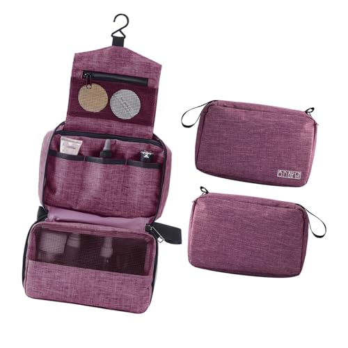 Reisen-Toilettenbeutel mit hängendem Haken, tragbarer Toilettenbeutel für Frauen Männer Wasser-Make-up-Kosmetikbeutel für Accessoires Shampoo in voller Größe Container (Lila) von Tudaheuiy
