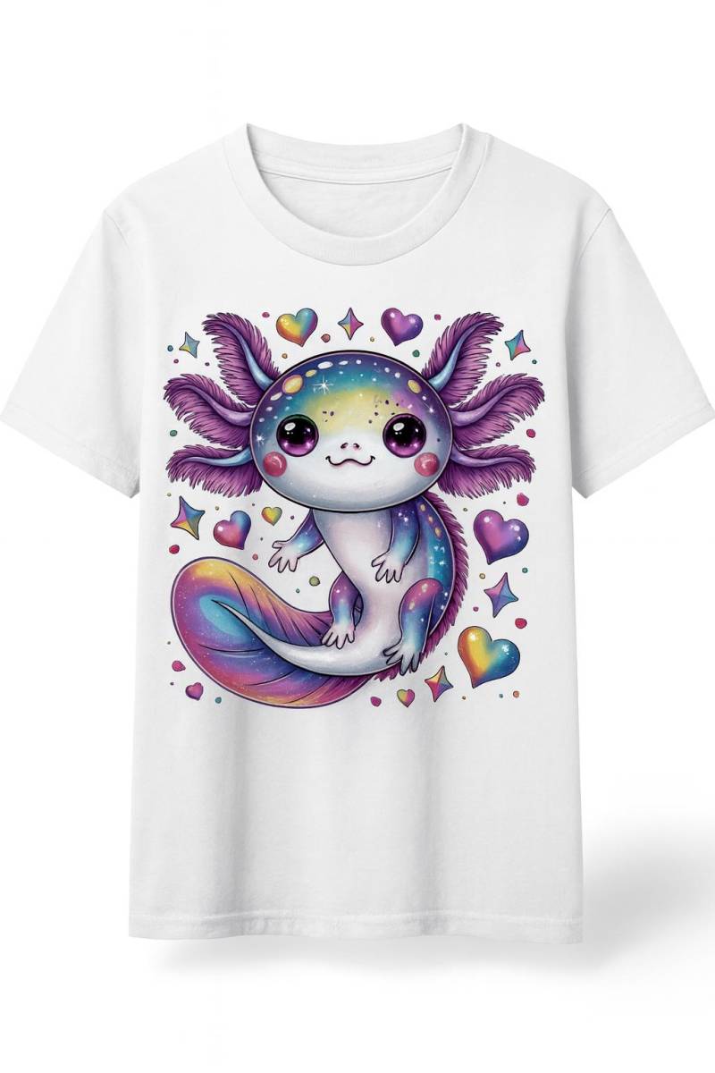 Axolotl Galaxy Bügelbild - Regenbogen Aufbügler, Dtf Transfer, Süßes Tiermotiv Für T-Shirt, Tasche & Geschenkidee | 10-30 cm von TuedeltrineHandMade