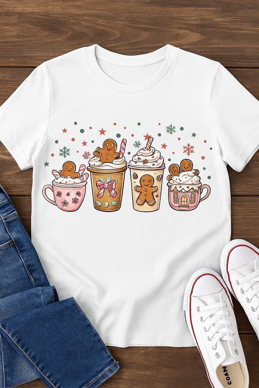 Bügelbild Weihnachtsgetränke Mit Lebkuchen Dtf Transfer Aufbügler 10-30 cm | Aufbügelbild Weihnachten Für T-Shirt, Tasche & Deko von TuedeltrineHandMade