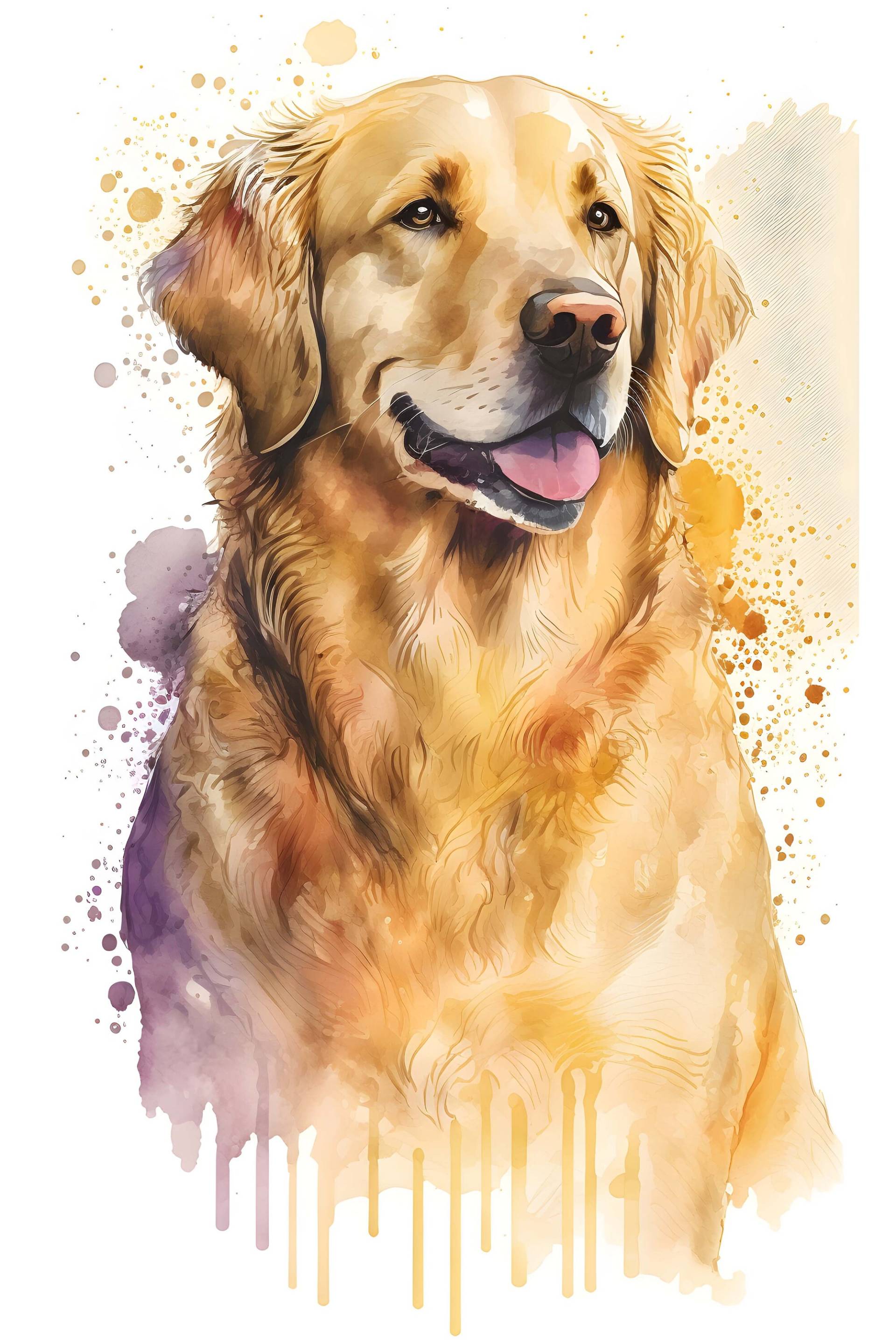 Farbenfrohes Bügelbild Golden Retriever Für Kinder Und Erwachsene, Geeignet Schultüten, T-Shirts, Taschen, Kissen, Pullis, Jeansjacken von TuedeltrineHandMade