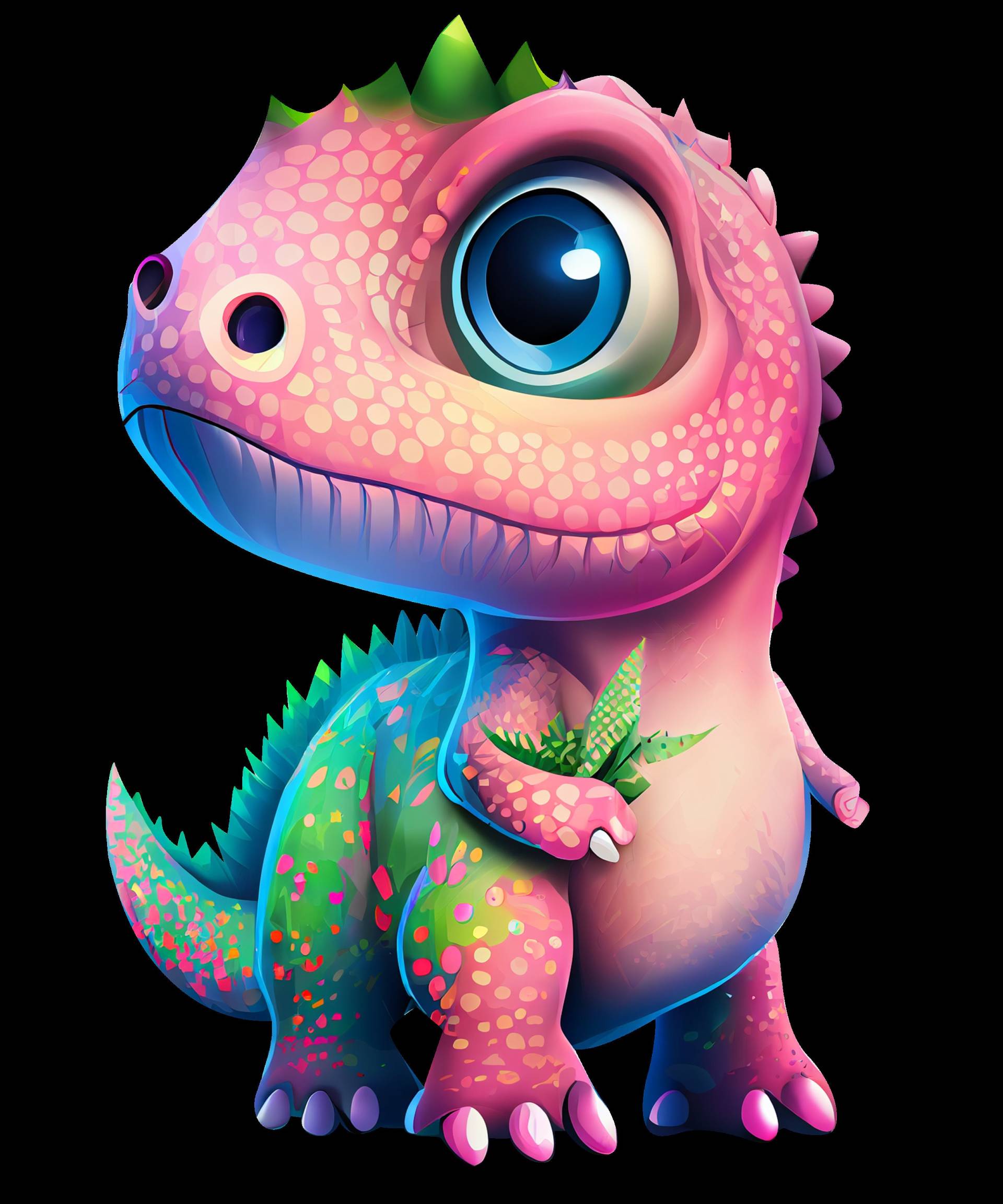 Farbenfrohes Bügelbild Kleiner Rosa Dino Dinosaurier von TuedeltrineHandMade