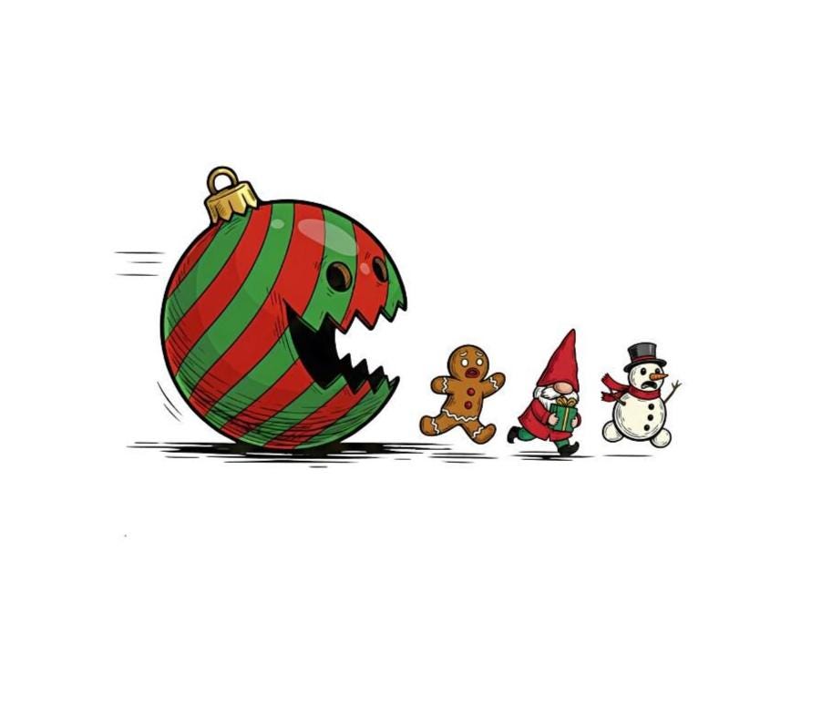 Weihnachskugel Packman Bügelbild Weihnachtsmotiv Wintermotiv von TuedeltrineHandMade