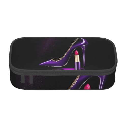 Tuehbsvo Elegante lila High Heels mit Lippenstift Große Kapazität Federmäppchen Reißverschluss Federmäppchen für Schule Büro Studenten Teenager Frauen Männer Geschenke von Tuehbsvo