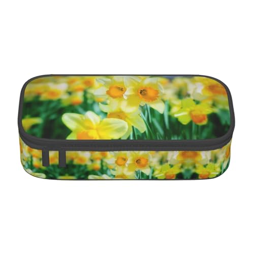 Tuehbsvo Federmäppchen mit Narzissen-Blume, großes Fassungsvermögen, Reißverschluss, Federmäppchen für Schule, Büro, Studenten, Teenager, Damen, Herren, Geschenk von Tuehbsvo