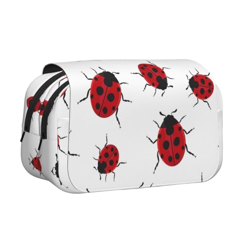 Tuehbsvo Ladybug-Federmäppchen mit Klappdeckel, großes Federmäppchen, Schreibwaren-Organizer, Make-up-Tasche für Jungen, Mädchen, Teenager, Studenten, Schule, Erwachsene und Bürobedarf von Tuehbsvo