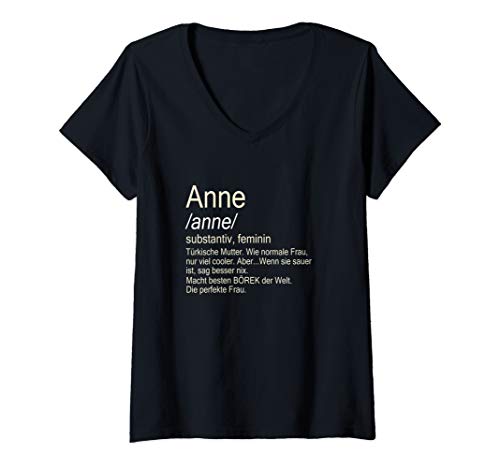 Damen Anne Türkische Mutter T-Shirt mit V-Ausschnitt von Türk Mama