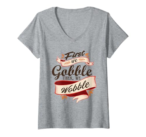 Damen Zuerst verschlingen wir dann wackeln wir T-Shirt mit V-Ausschnitt von Türkeitag