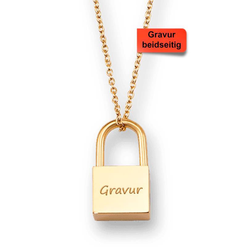 Kette Schloß Mit Gravur in Gold von TuesbelleSchmuck