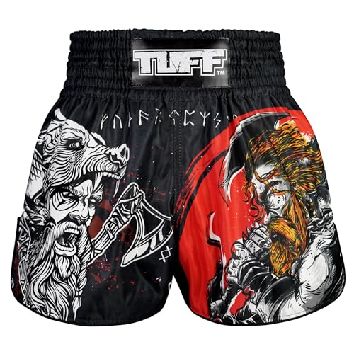 Tuff Sport Muay Thai Boxshorts Retro Shorts Classic Slim Cut MMA Kickboxen Workout Set Training, Tuf-rms121-blk, Medium von Tuff Sport
