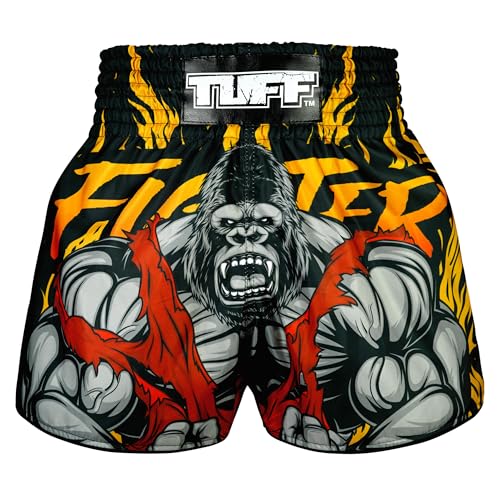 Tuff Sport Muay Thai Boxshorts Retro Shorts Classic Slim Cut MMA Kickboxen Workout Set Training, Tuf-rms122-blk, Small von Tuff Sport