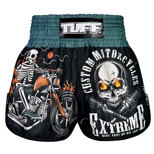 Tuff Sport Muay Thai Boxshorts Retro Styles Classic Slim Cut MMA Kickboxen Workout Set, Tuf-rms109-blk, Medium von Tuff Sport