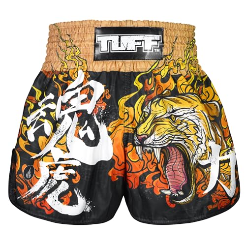 Tuff Sport Muay Thai Boxshorts Retro Styles Classic Slim Cut MMA Kickboxen Workout Set, Tuf-rms111-blk, XL von Tuff Sport