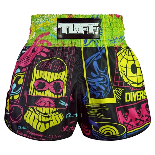 Tuff Sport Muay Thai Boxshorts Retro Styles Classic Slim Cut MMA Kickboxen Workout Set, Tuf-rms119-blk, X-Large von Tuff Sport