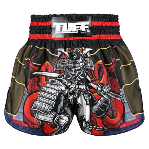 Tuff Sport Muay Thai Box-Shorts, Retro-Stil, klassisch, schmaler Schnitt, MMA, Kickboxen, Workout-Set, Kleidung, Training (TUF-RMS101-BRN, L) von Tuff Sport