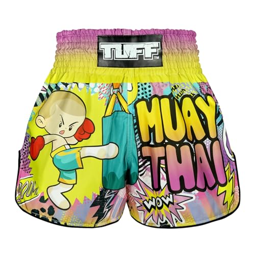 Tuff Sport Muay Thai Box-Shorts, Retro-Stil, klassisch, schmaler Schnitt, MMA, Kickboxen, Workout-Set, Kleidung, Training (TUF-RMS105-MTC, XL) von Tuff Sport