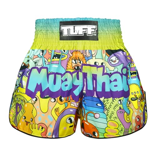 Tuff Sport Muay Thai Box-Shorts, Retro-Stil, klassisch, schmaler Schnitt, MMA, Kickboxen, Workout-Set, Kleidung, Training (TUF-RMS107-MTC, S) von Tuff Sport