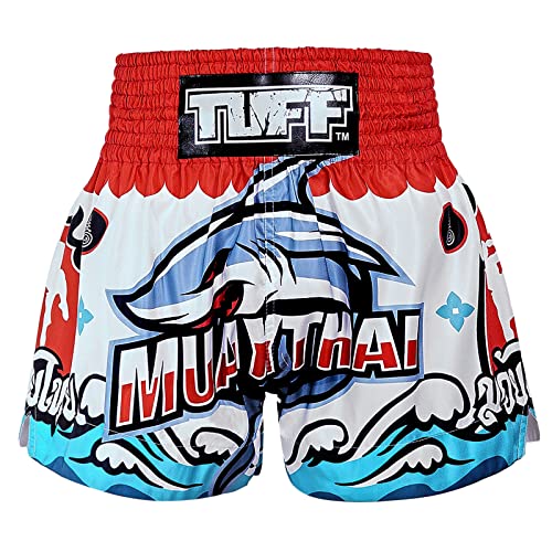 Tuff Sport Muay Thai Shorts Boxen Shorts Traditionelle Stile MMA Workout Kickboxen, Tuf-ms674-wht, Groß von Tuff Sport