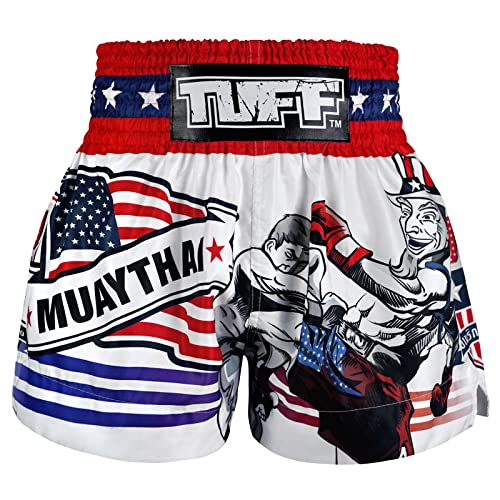 Tuff Sport Muay Thai Shorts Boxshorts MMA Kickboxen Traditionelle Styles Nation Shorts, Tuf-ms663-weiß, Mittel von Tuff Sport