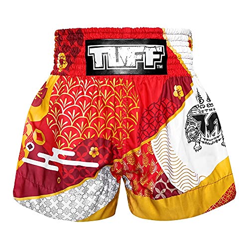 Tuff Sport Muay Thai Shorts Boxen Shorts Traditionelle Stile MMA Workout Kickboxen, Tuf-MS653-rot, Groß von Tuff Sport