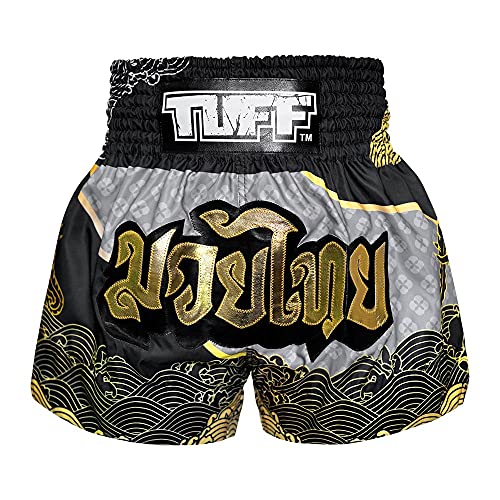 Tuff Sport Muay Thai-Shorts, Box-Shorts, traditionelle Stile, MMA, Workout, Kickboxen, Tuf-ms654-blk, XX-Large von Tuff Sport
