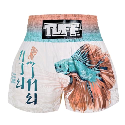 Tuff Sport Muay Thai-Shorts, Box-Shorts, traditionelle Stile, MMA, Workout, Kickboxen, Tuf-ms671-wht, XX-Large von Tuff Sport