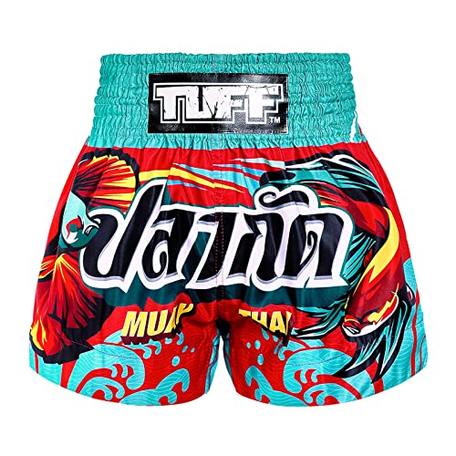 Tuff Sport Muay Thai-Shorts, Box-Shorts, traditionelle Stile, MMA, Workout, Kickboxen, Tuf-ms672-rot, Groß von Tuff Sport