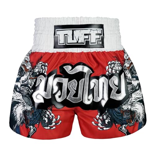 Tuff Sport Muay Thai-Shorts, Box-Shorts, traditionelle Stile, Workout-Shorts, MMA, Kickbox-Kleidung, Tuf-ms684-red, Groß von Tuff Sport
