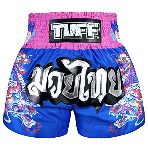 Tuff Sport Muay Thai Shorts Boxshorts Traditionelle Stile Workout Shorts MMA Kickboxen Kleidung, Tuf-ms686-blu, Groß von Tuff Sport