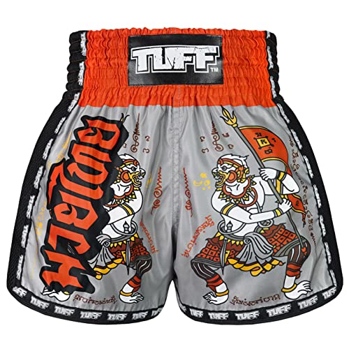 Tuff Sport Retro Muay Thai Shorts Boxen Shorts Classic Slim Cut MMA Kickboxen Workout Set Kleidung Training, Tuf-msc103-gry, XL von Tuff Sport